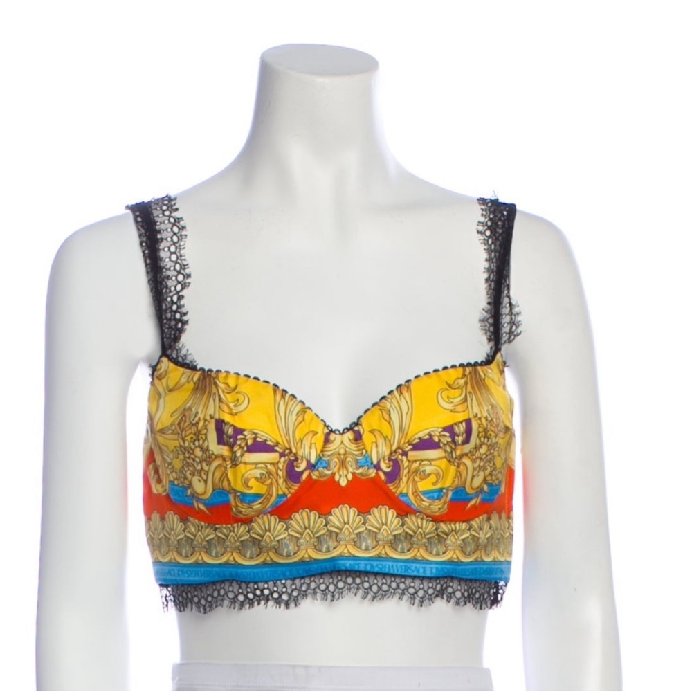 VERSACE SILK PRINTED CROP TOP